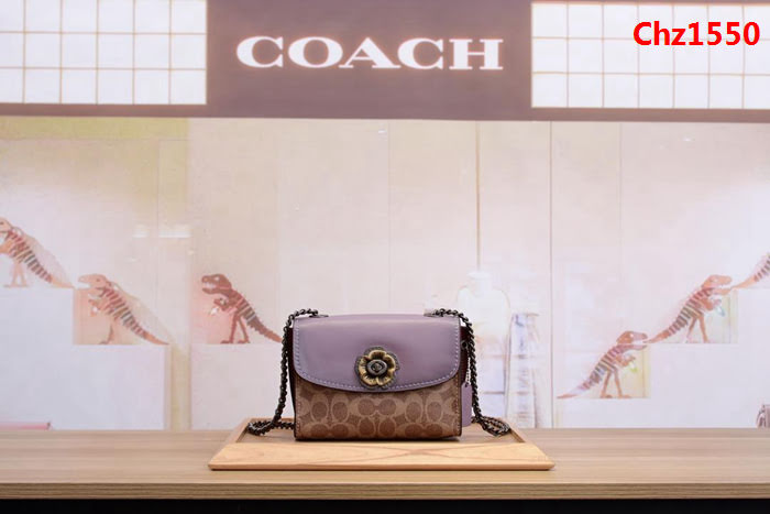 COACH蔻馳 30592 復古五金 復古咖色皮 翻蓋鉚釘挎包 鏈條單肩斜挎包  Chz1550