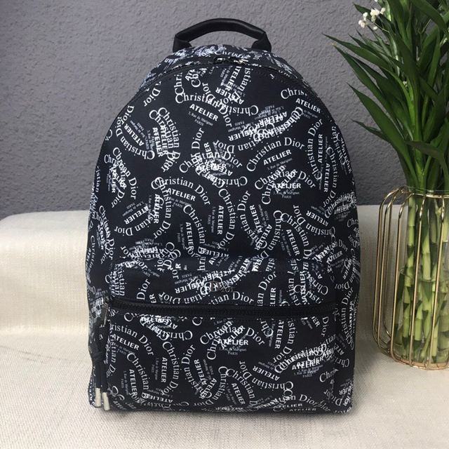 Dior包 迪奧雙肩包 Dior Homm男士黑色漸變色logo印花雙肩包 Dior後背包 男女同款  Dyd1242