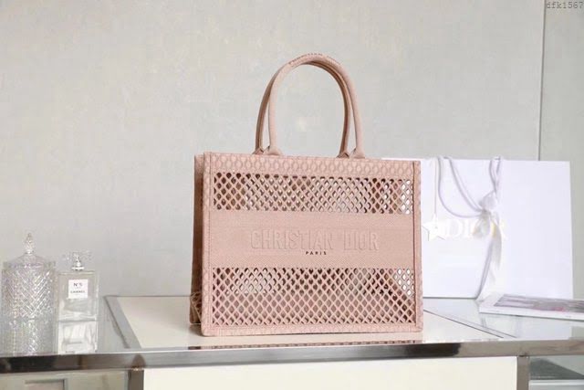 Dior女包 迪奧Christian Dior網眼織物效果刺繡tote托特包 Dior購物袋  dfk1567