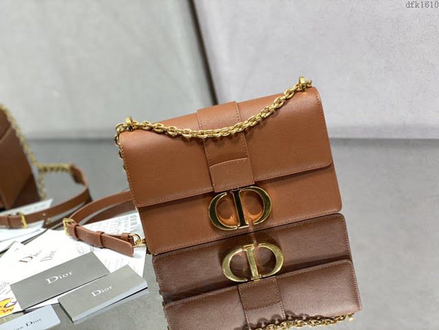Dior女包 迪奧蒙田掌紋深古銅鏈條包 Dior肩背斜挎包  dfk1610