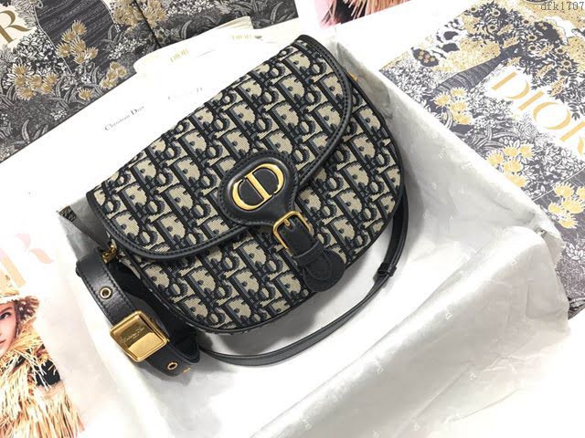 Dior女包 迪奧bobby藍色中號小豬包 Dior肩背斜挎包  dfk1707