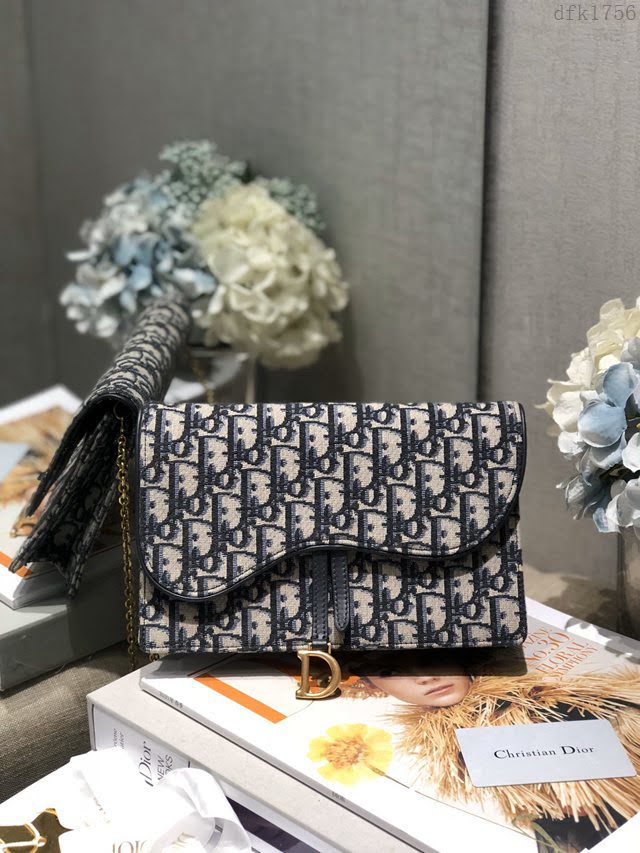 Dior女包 迪奧Saddle Oblique印花錢包卡包  dfk1756