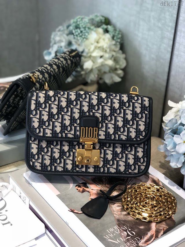 Dior女包 迪奧addict老花刺繡方正包 Dior肩背斜挎包  dfk1757