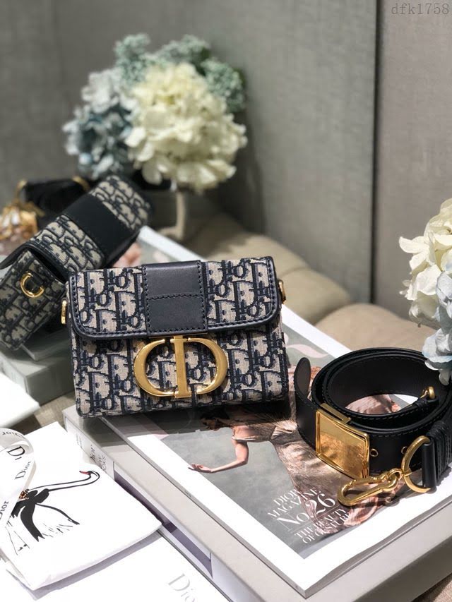 Dior女包 迪奧30 Montaigne Mini Box老花刺繡蒙田包 Dior肩背斜挎包  dfk1758