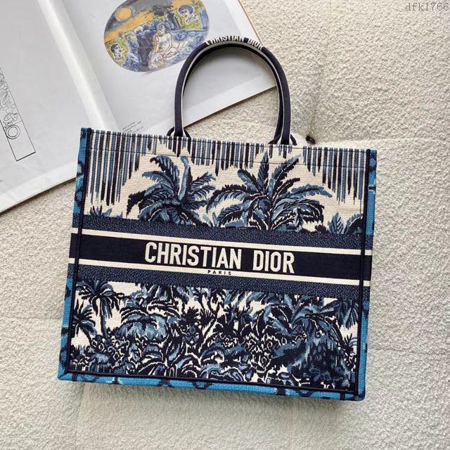 Dior女包 迪奧book tote棕櫚樹小號托特包 Dior刺繡購物袋  dfk1766
