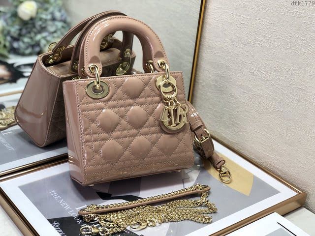 Dior女包 迪奧Lady Dior Mini經典3格漆皮戴妃包 Dior手提肩背斜挎包  dfk1779