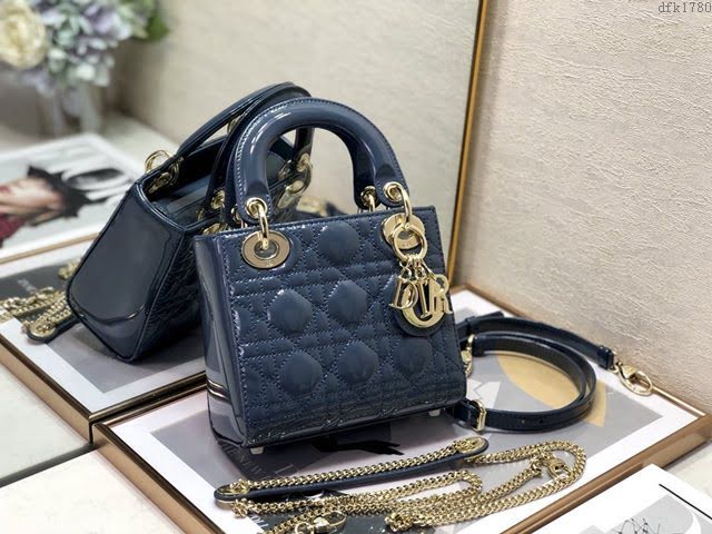 Dior女包 迪奧Lady Dior Mini經典3格漆皮戴妃包 Dior手提肩背斜挎包  dfk1780