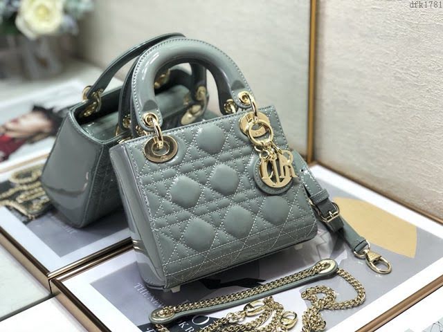 Dior女包 迪奧Lady Dior Mini經典3格漆皮戴妃包 Dior手提肩背斜挎包  dfk1781