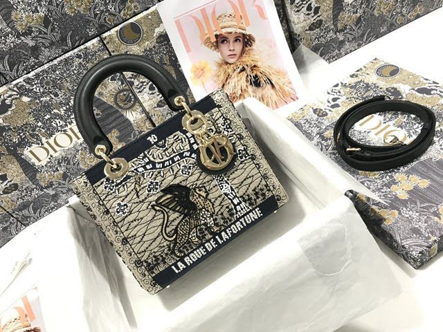 Dior女包 迪奧Lady Dior五格刺繡太陽珠子手袋 Dior手提肩背斜挎包  dfk1790