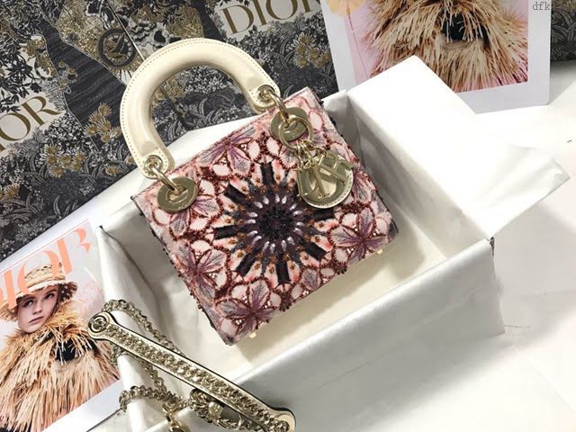 Dior女包 迪奧Lady Dior三格刺繡萬花筒手袋 Dior手提肩背斜挎包  dfk1799