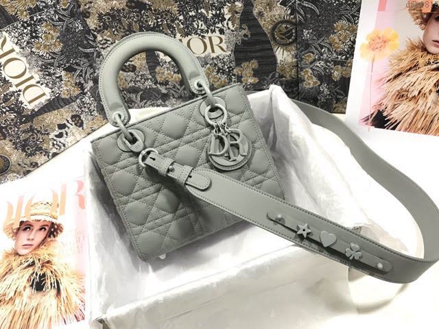 Dior女包 迪奧Lady四格磨砂徽章啞光戴妃包 Dior手提肩背斜挎包  dfk1815