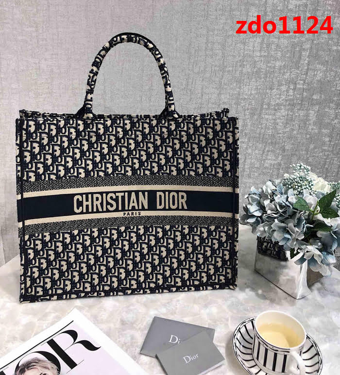 DIOR迪奧 老花帆布袋 logo印花 復古風手提袋  zdo1124