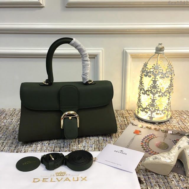 DELVAUX女包 頂級原單 Brillant系列 DV0028三拼綠 大號 德爾沃女手提包 顆粒紋牛皮 DELVAUX單肩包  fcs1047