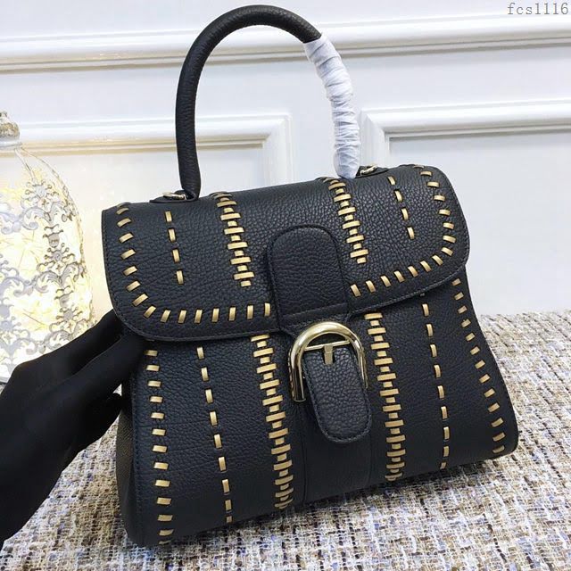 DELVAUX女包 比利時德爾沃 全球限量版 Tribal Stitch系列 德爾沃手拎包 GF0028黑色編織 大號女手腕包  fcs1116