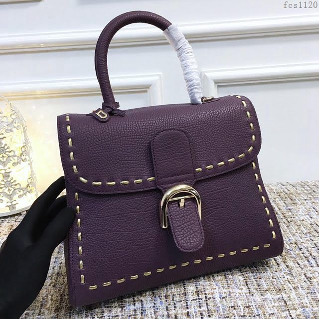 DELVAUX女包 Delvaux brilliantMM不銹鋼蛇鏈外縫 原版皮 德爾沃女手提包 DF0028蛇鏈紫 大號 Delvaux女單肩斜挎包  fcs1120