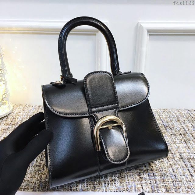 DELVAUX女包 德爾沃Brillant經典款 進口box牛皮 德爾沃女手提包 DV0020黑金 大號Delvaux單肩包  fcs1123