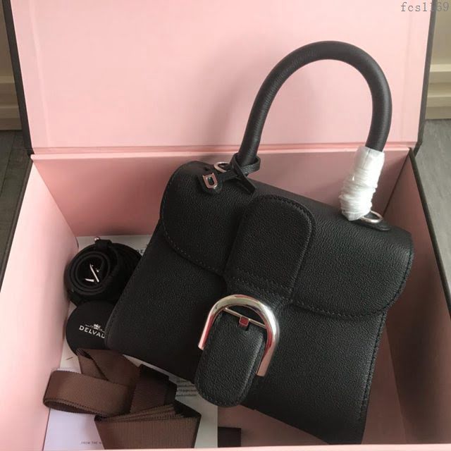 DELVAUX女包 2019春夏最新色 專櫃原廠皮 德爾沃女手提包 DV0020黑銀 小號 Delvaux單肩斜挎包  fcs1169