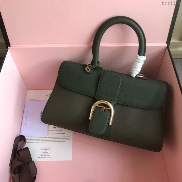 DELVAUX女包 德爾沃Brillant系列 原粒Togo皮革 德爾沃女手提包 DS0028三拼綠 中號 Delvaux單肩包  fcs1175