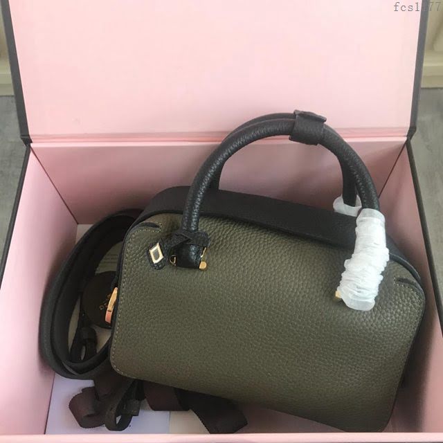 DELVAUX女包 Delvau單肩斜挎包 半手工Cool box 小號 德爾沃女手提包 手拎包 綠黑  fcs1177