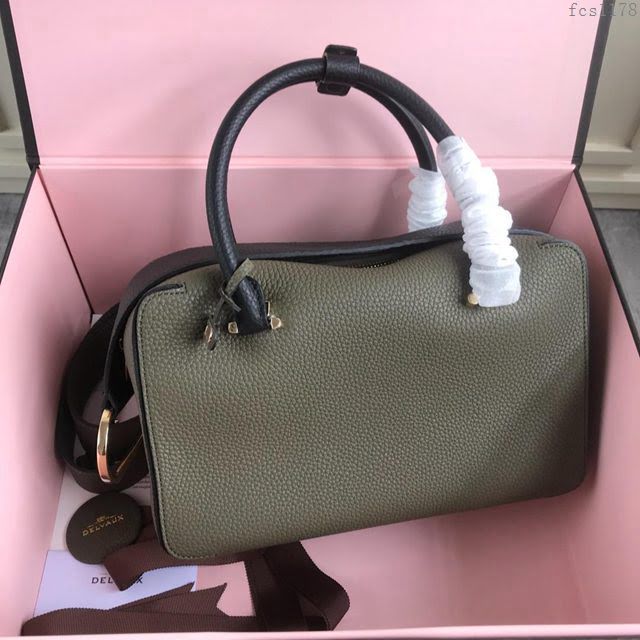DELVAUX女包 Delvau單肩斜挎包 半手工Cool box 中號 德爾沃女手提包 手拎包 綠黑  fcs1178