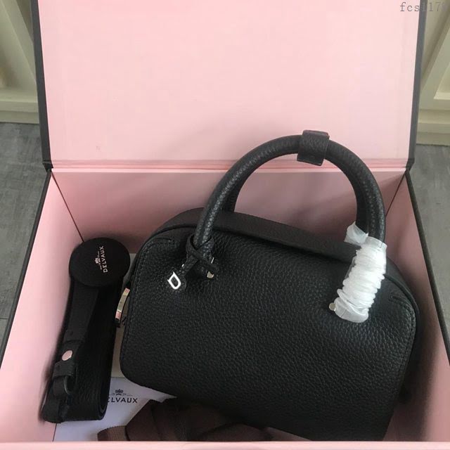 DELVAUX女包 Delvau單肩斜挎包 半手工Cool box 小號 德爾沃女手提包 手拎包 黑銀  fcs1179