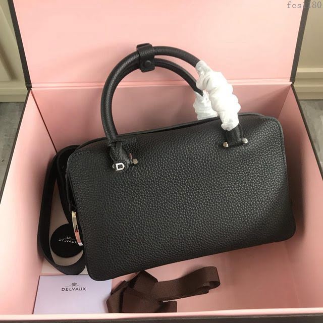 DELVAUX女包 Delvau單肩斜挎包 半手工Cool box 中號 德爾沃女手提包 手拎包 黑銀  fcs1180