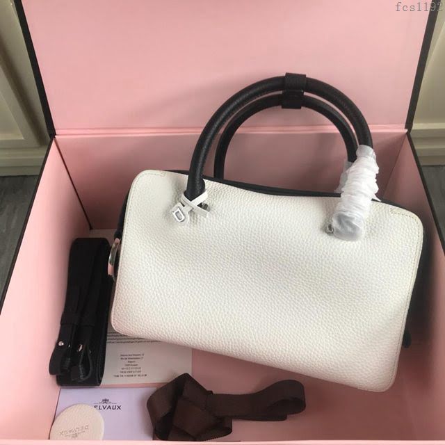 DELVAUX女包 Delvau單肩斜挎包 半手工Cool box 中號 德爾沃女手提包 手拎包 白黑  fcs1192
