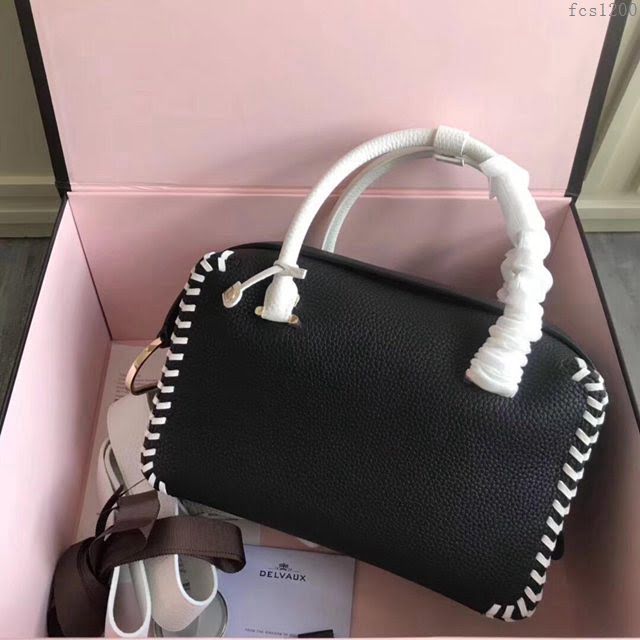 DELVAUX女包 Delvau單肩斜挎包 半手工Cool box 中號 德爾沃女手提包 手拎包 黑色編織  fcs1200