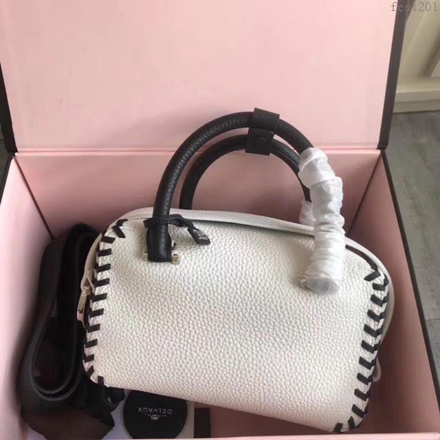 DELVAUX女包 Delvau單肩斜挎包 半手工Cool box 小號 德爾沃女手提包 手拎包 白色編織  fcs1201
