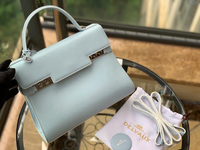 DELVAUX女包 比利時品牌 Tempete手袋 柔軟牛皮 德爾沃女手提包 中號手拎包 Delvaux單肩斜挎包 TP0028晴空藍  fcs1217