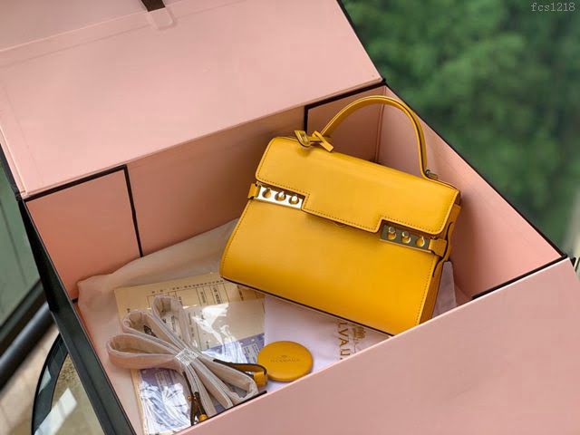 DELVAUX女包 比利時品牌 Tempete手袋 柔軟牛皮 德爾沃女手提包 Mini號手拎包 TP0020太陽黃  fcs1218
