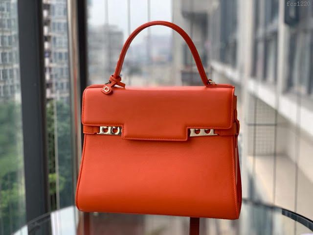 DELVAUX女包 比利時品牌 Tempete手袋 柔軟牛皮 德爾沃女手提包 中號手拎包 Delvaux單肩斜挎包 TP0028TP0028橙紅  fcs1220