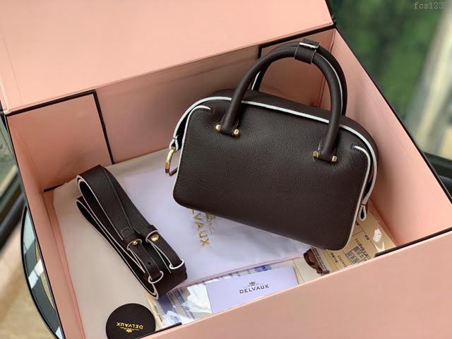 DELVAUX女包 Cool Box新色 巧克力色 德爾沃女手提包 Cl0020小方包巧克力 Delvaux手拎包 女單肩斜挎包  fcs1239