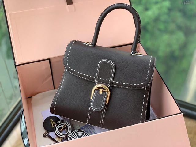 DELVAUX女包 Sellier小牛皮 德爾沃女手提包 DF0028 巧克力橡木灰 中號 Delvaux女單肩斜挎包  fcs1242