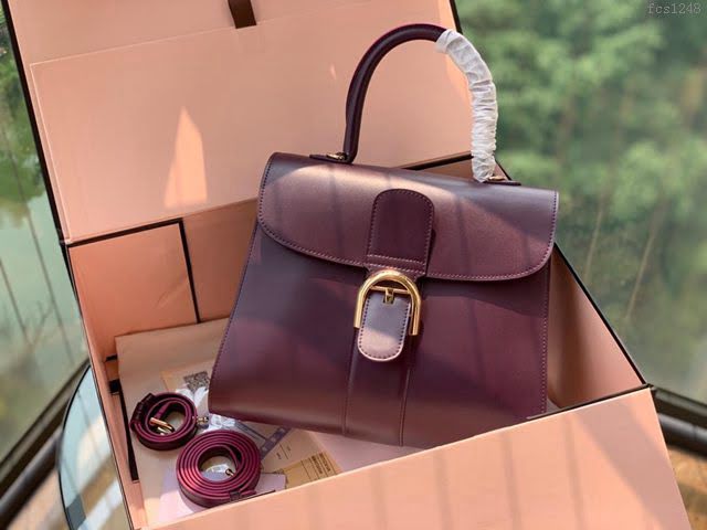 DELVAUX女包 Magic bag風琴系列 德爾沃女手提包 原版Box皮 中號 Delvaux女單肩包 Dv0028風琴 梅紫  fcs1248