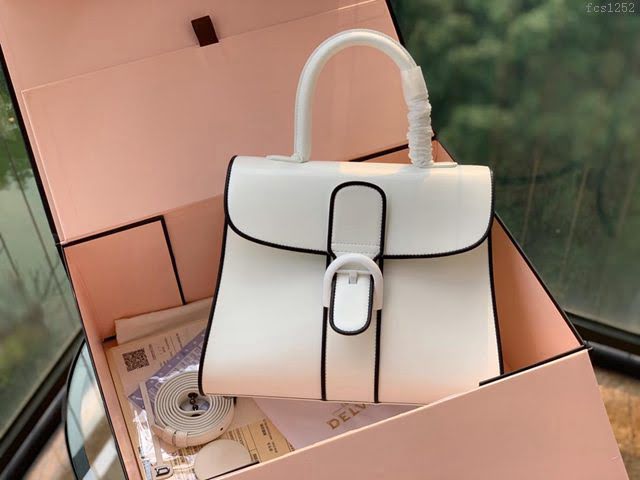 DELVAUX女包 經典款Brillant 原版Box牛皮手袋 德爾沃女手提包 DG0028 捆邊白中號 Delvaux女單肩斜跨包  fcs1252