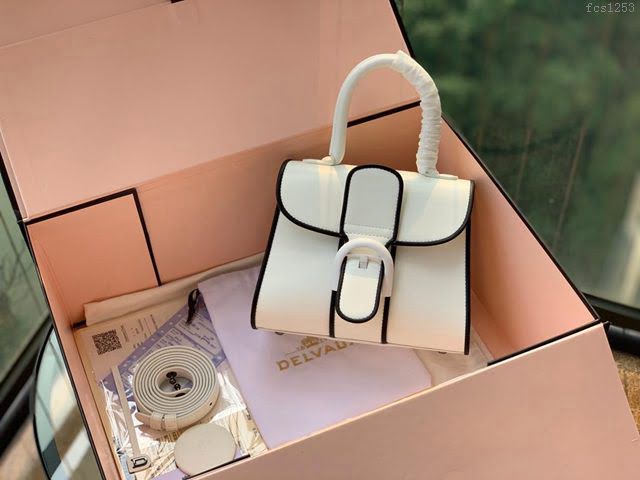 DELVAUX女包 經典款Brillant 原版Box牛皮手袋 德爾沃女手提包 DG0020 捆邊白 Delvaux女單肩斜跨包  fcs1253