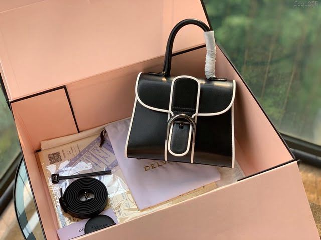 DELVAUX女包 經典款Brillant 原版Box牛皮手袋 德爾沃女手提包 DG0020 捆邊黑 Delvaux女單肩斜跨包  fcs1255