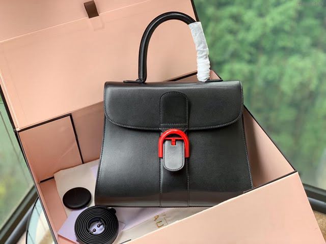 DELVAUX女包 Delvaux Brillant Lunar限量賀歲版 原版牛皮 德爾沃女手提包 女手拎包 DV0028賀歲版黑紅扣  fcs1320
