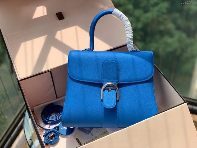 DELVAUX女包 春夏新款 Brillant系列手袋 進口牛皮 德爾沃女手提包 Dv0028 螢光藍 Delvaux單肩斜挎包  fcs1352