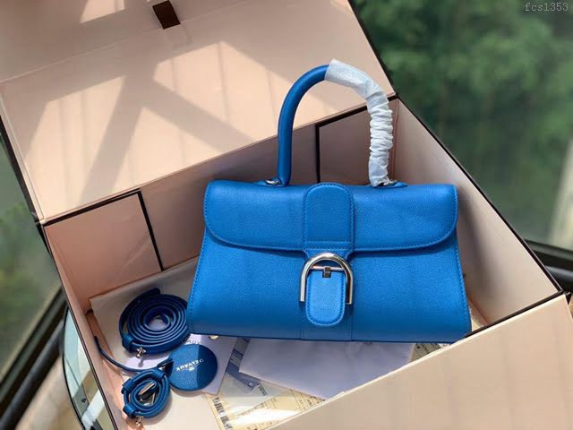 DELVAUX女包 春夏新款 Brillant系列手袋 進口牛皮 德爾沃女手提包 DS0028 螢光藍 Delvaux單肩斜挎包  fcs1353