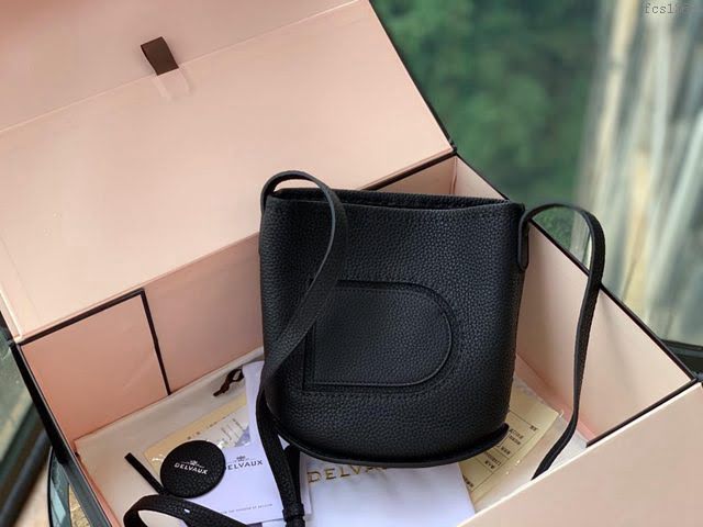 DELVAUX女包 Delvaux Pin春夏系列 進口牛皮 德爾沃女手提包 D00315 黑色 mini款 Delvaux女單肩包  fcs1368