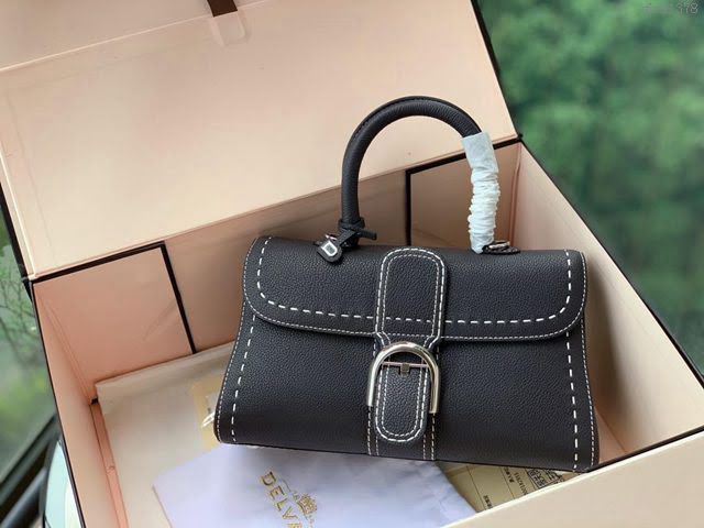 DELVAUX女包 Brillant系列手袋 原廠牛皮 德爾沃女手提包 女手拎包 Delvaux單肩斜挎包 DS0028手縫深灰  fcs1378