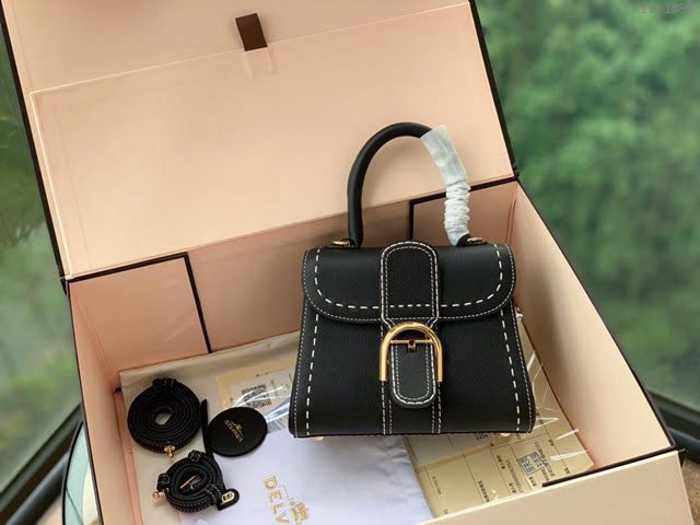 DELVAUX女包 Brillant系列手袋 手縫版黑色Mini小號 德爾沃女手提包 女手拎包 Delvaux單肩斜挎包 DF0020手縫黑色  fcs1380