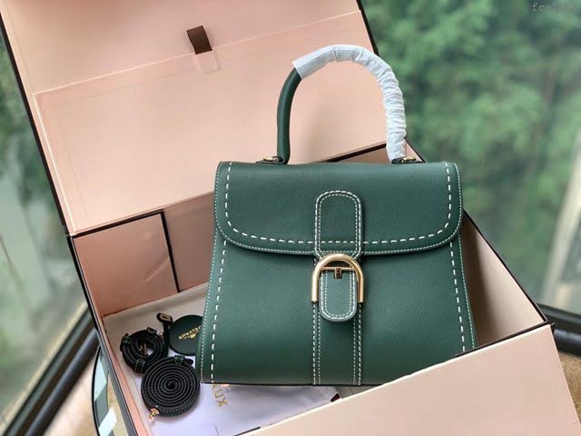 DELVAUX女包 Brillant系列手袋 手縫版黑色MM中號 德爾沃女手提包 女手拎包 Delvaux單肩斜挎包 DF0028手縫 翡翠綠  fcs1383