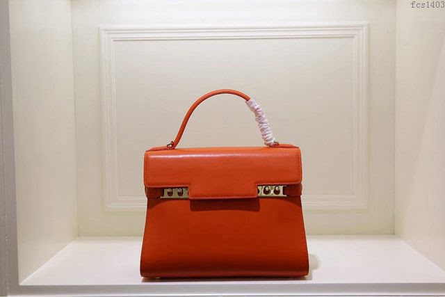 DELVAUX女包 Delvaux Tempete系列 原版牛皮 中號 德爾沃女手提包 手拎包 手腕包 TP0028橙紅色  fcs1403