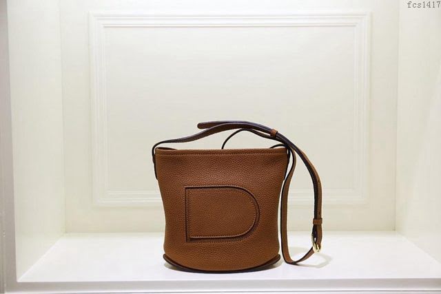 DELVAUX女包 Delvaux Pin春夏系列 進口牛皮 德爾沃女手提包 D00315mini 焦糖色 Delvaux單肩包  fcs1417