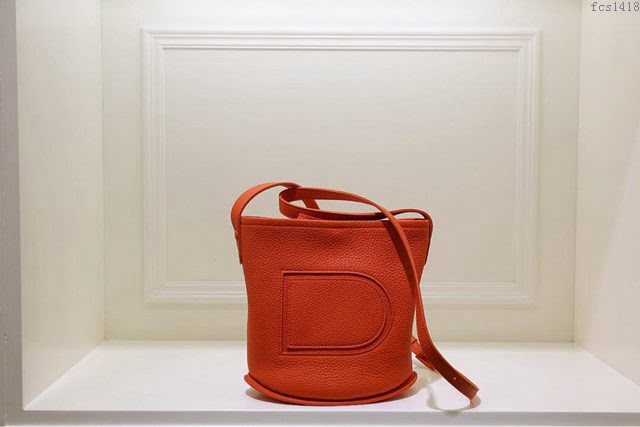 DELVAUX女包 專櫃新色 Delvaux Pin春夏系列 進口牛皮 德爾沃女手提包 D00315mini 橙紅色 Delvaux單肩包  fcs1418