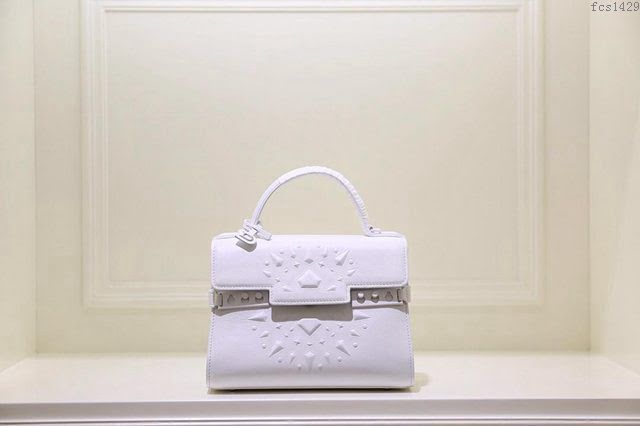 DELVAUX女包 春夏新款 Delvaux Tempete 星塵系列 德爾沃女手提包 手拎包 TP0020鑽石紋白色  fcs1429
