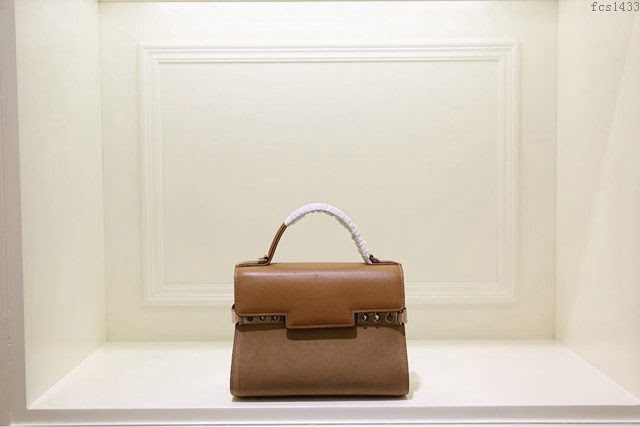 DELVAUX女包 限量版 比利時德爾沃Delvaux tempete系列 純手工製作 德爾沃女手提包 手腕包 TP0020拼色絨面焦糖  fcs1433